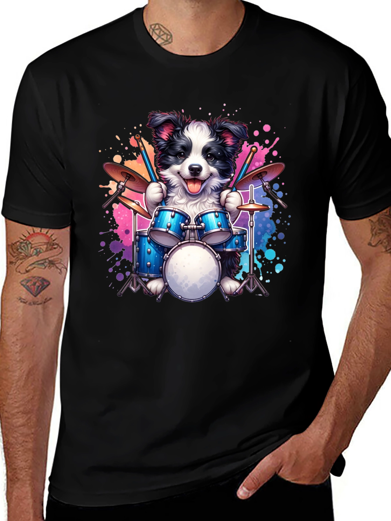 Dog Drummer T-Shirt - Playful Pup Percussion