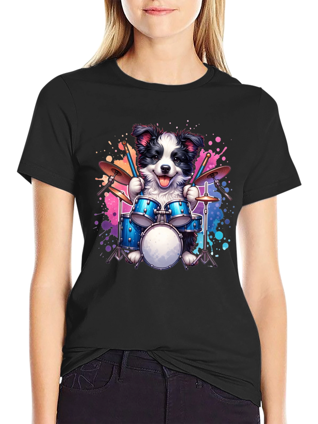 Dog Drummer T-Shirt - Playful Pup Percussion