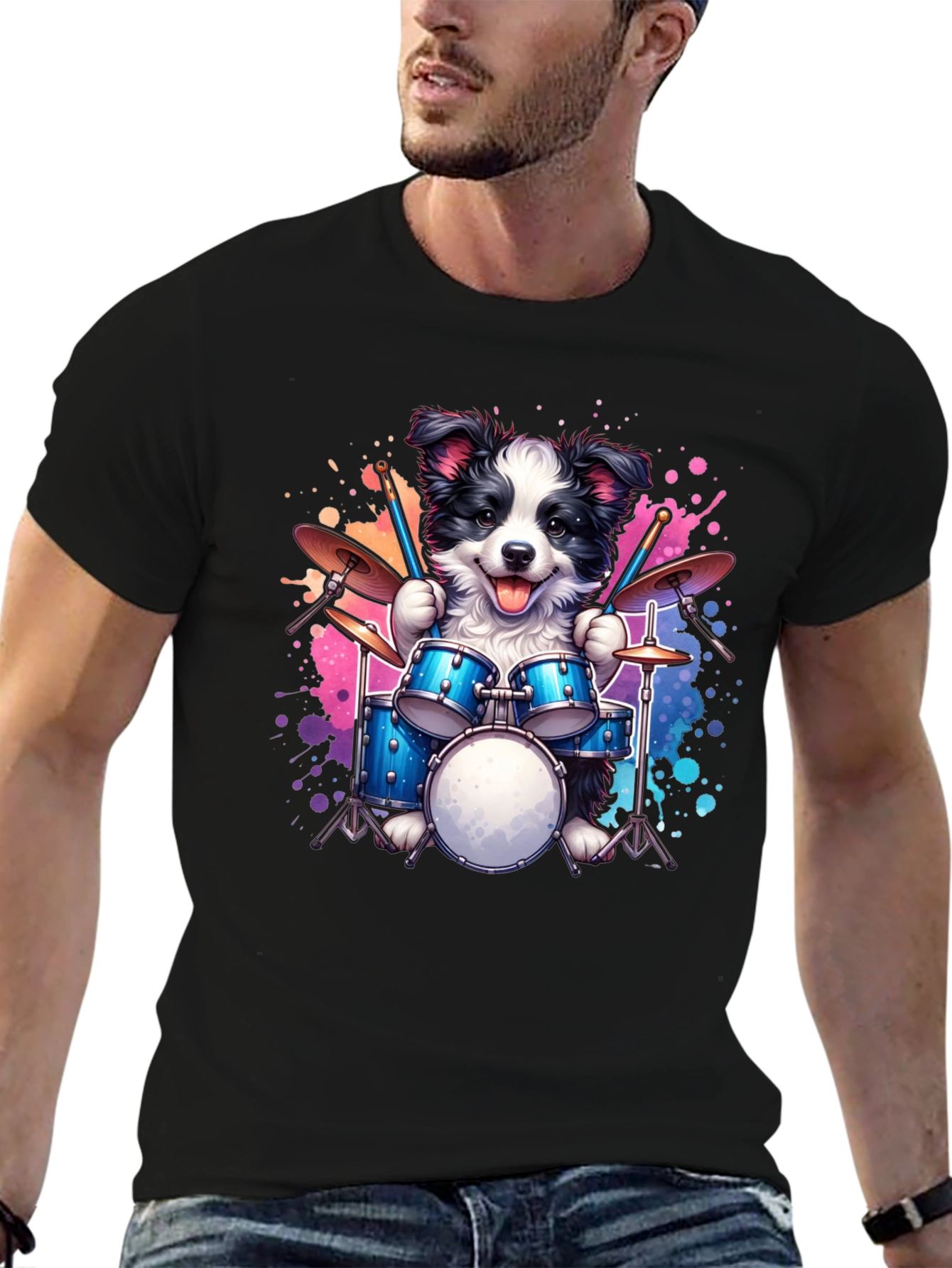 Dog Drummer T-Shirt - Playful Pup Percussion