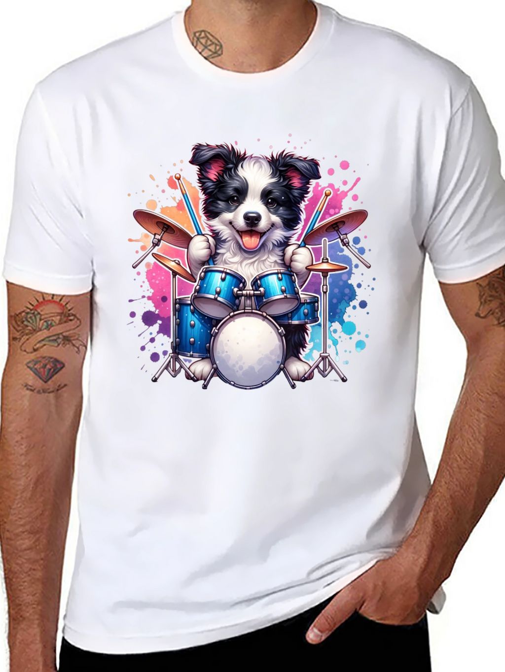 Dog Drummer T-Shirt - Playful Pup Percussion