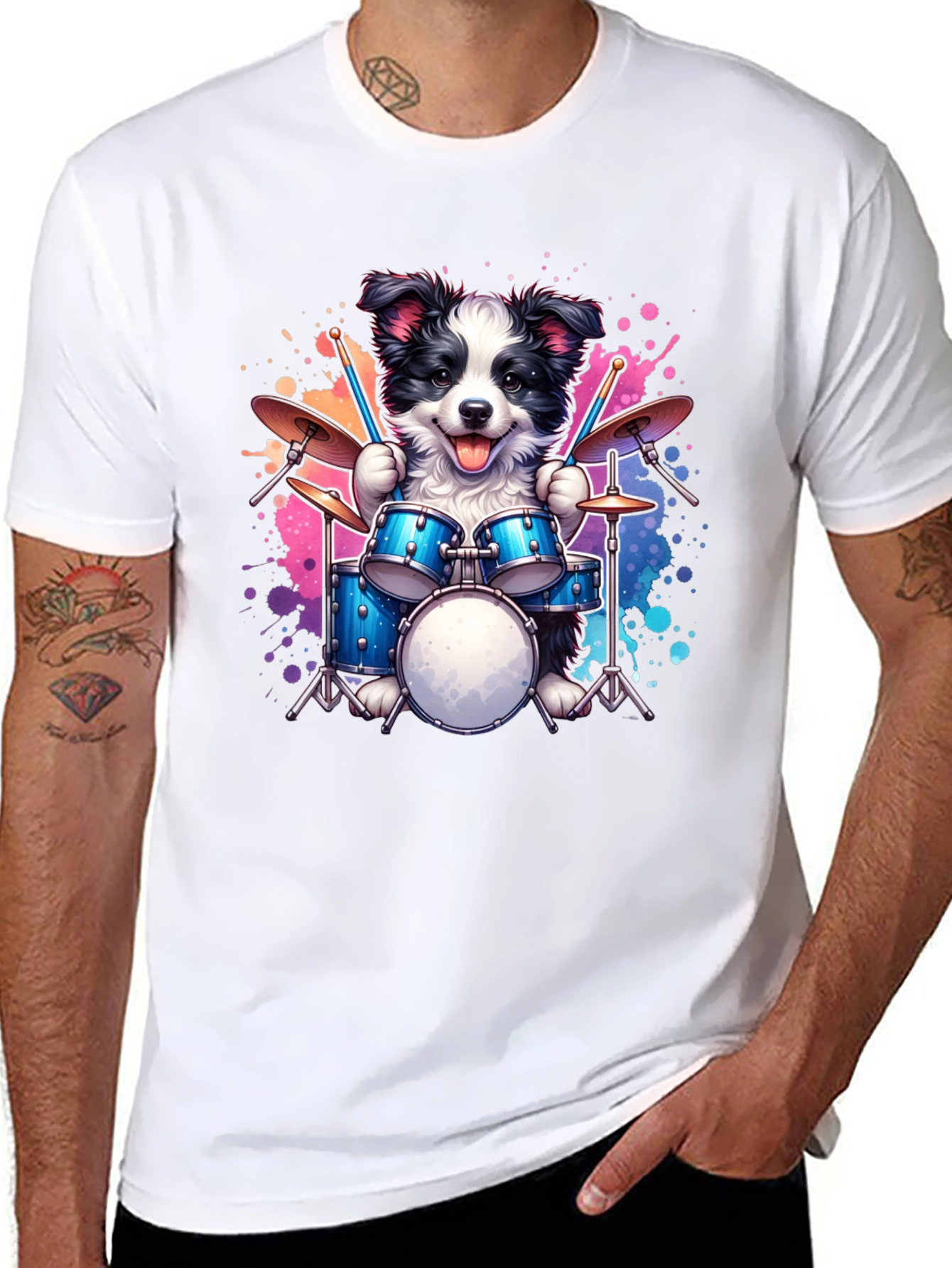 Dog Drummer T-Shirt - Playful Pup Percussion