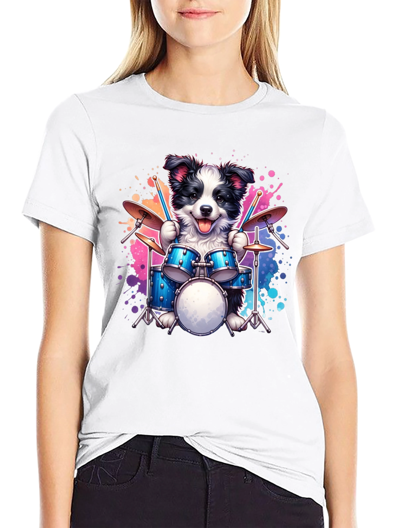 Dog Drummer T-Shirt - Playful Pup Percussion