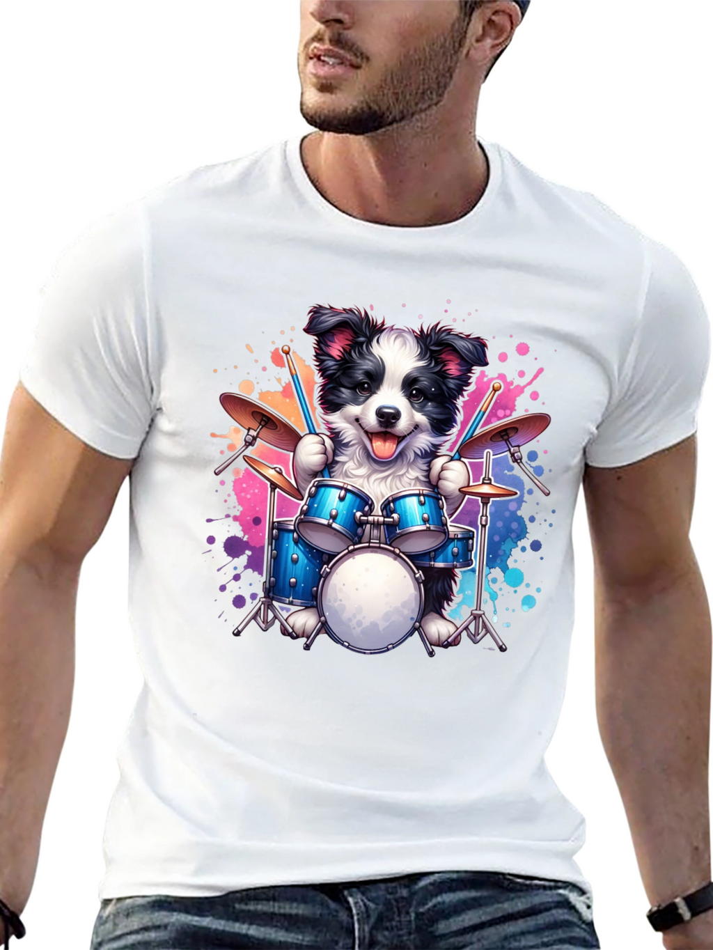 Dog Drummer T-Shirt - Playful Pup Percussion