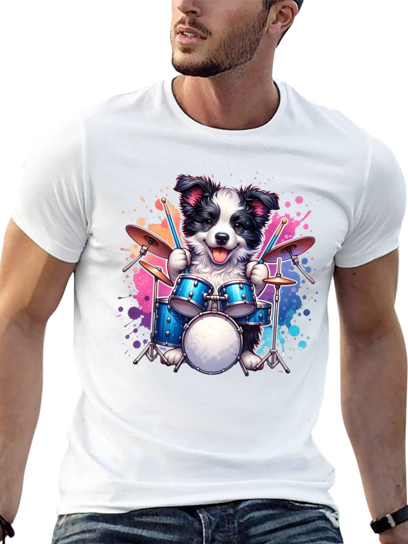 Dog Drummer T-Shirt - Playful Pup Percussion