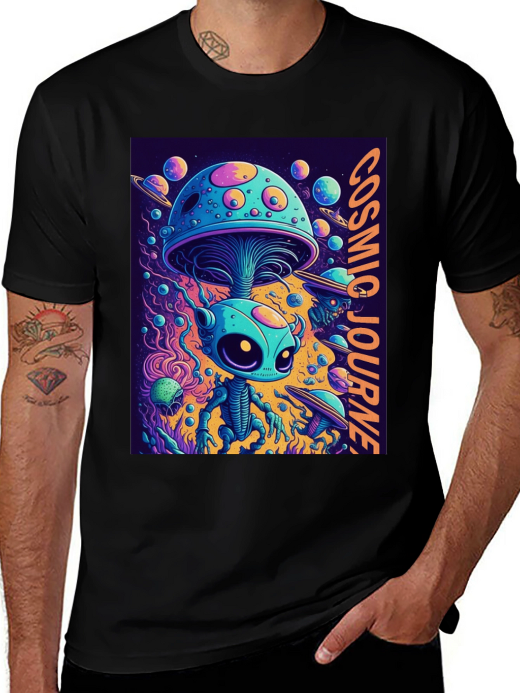 Cosmic Journey Alien Mushroom T-Shirt