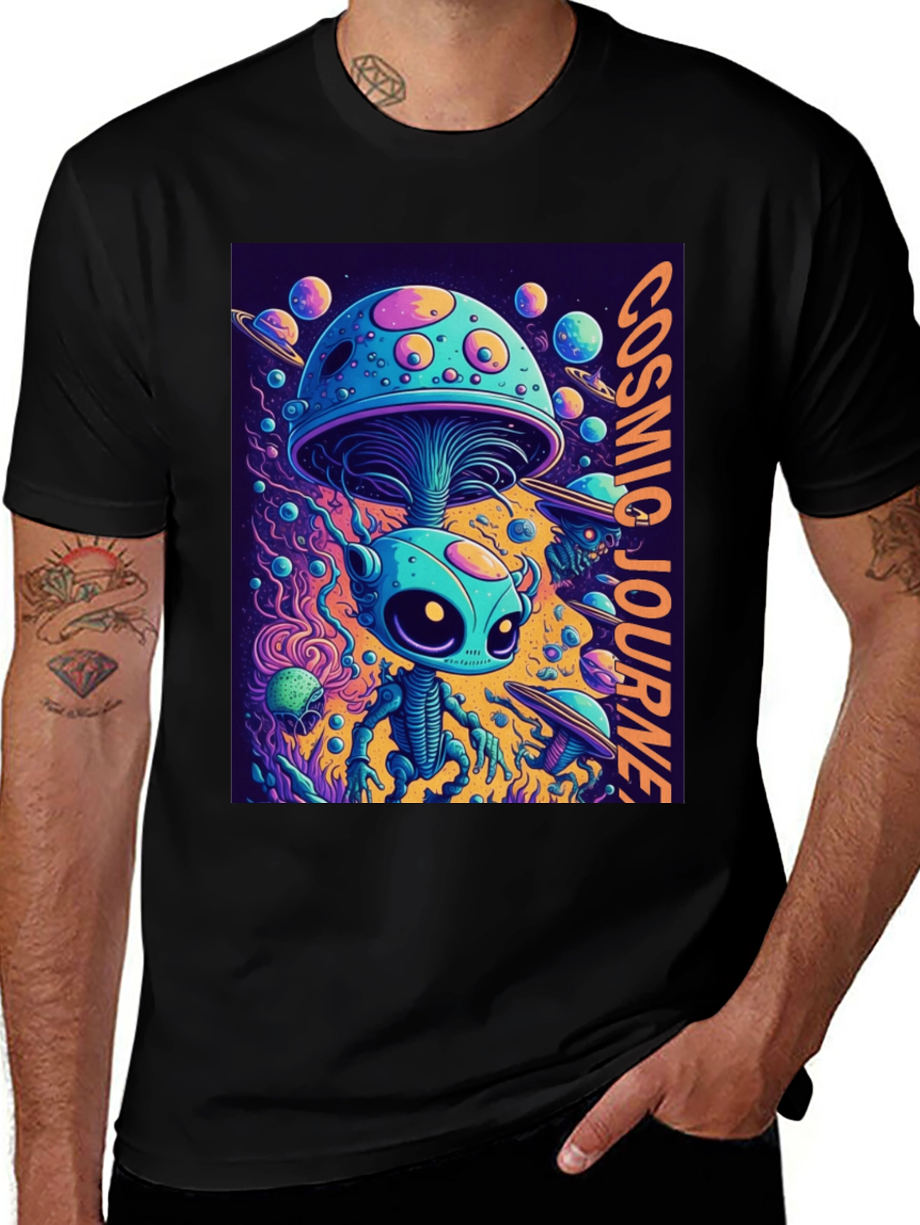 Cosmic Journey Alien Mushroom T-Shirt