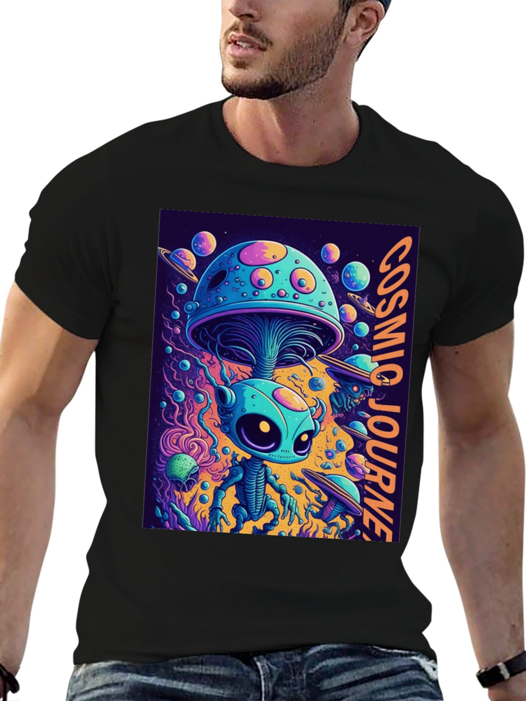 Cosmic Journey Alien Mushroom T-Shirt