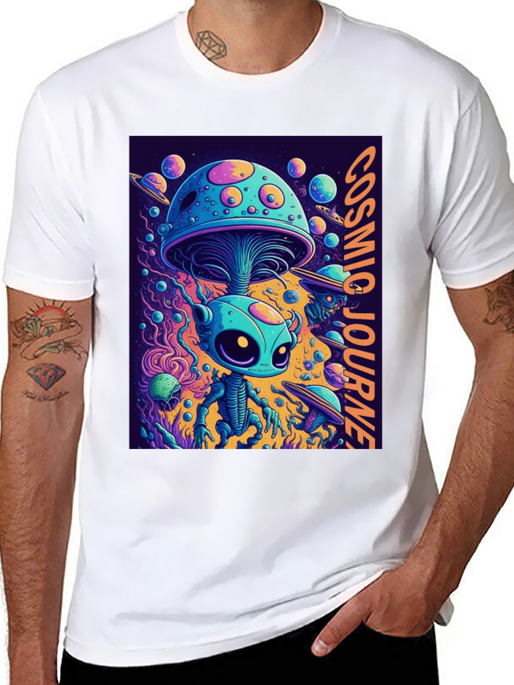 Cosmic Journey Alien Mushroom T-Shirt