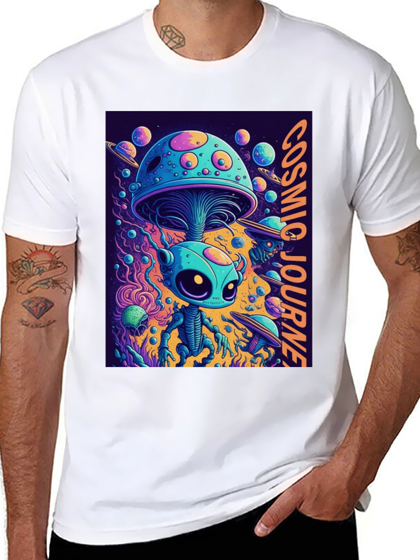 Cosmic Journey Alien Mushroom T-Shirt