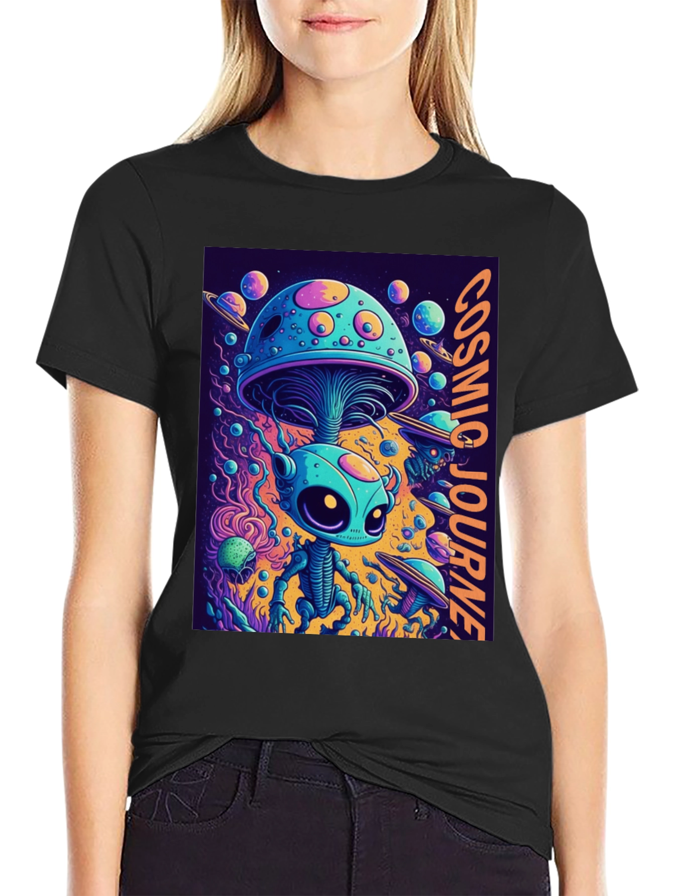 Cosmic Journey Alien Mushroom T-Shirt