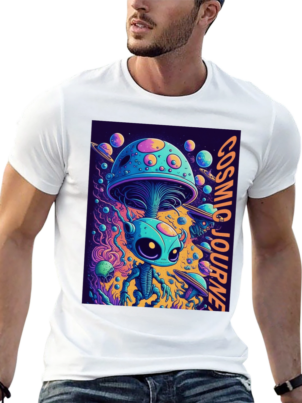 Cosmic Journey Alien Mushroom T-Shirt