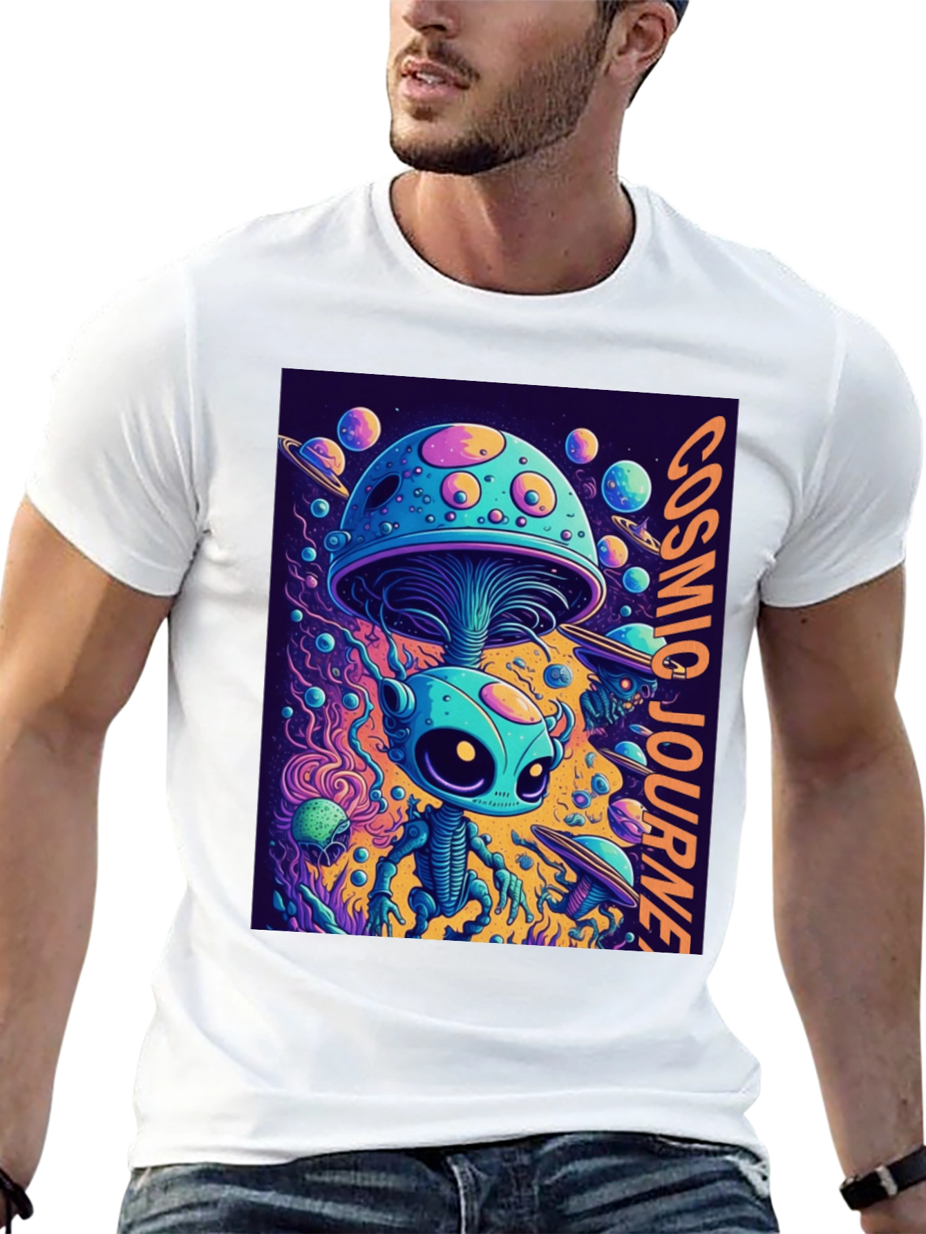 Cosmic Journey Alien Mushroom T-Shirt