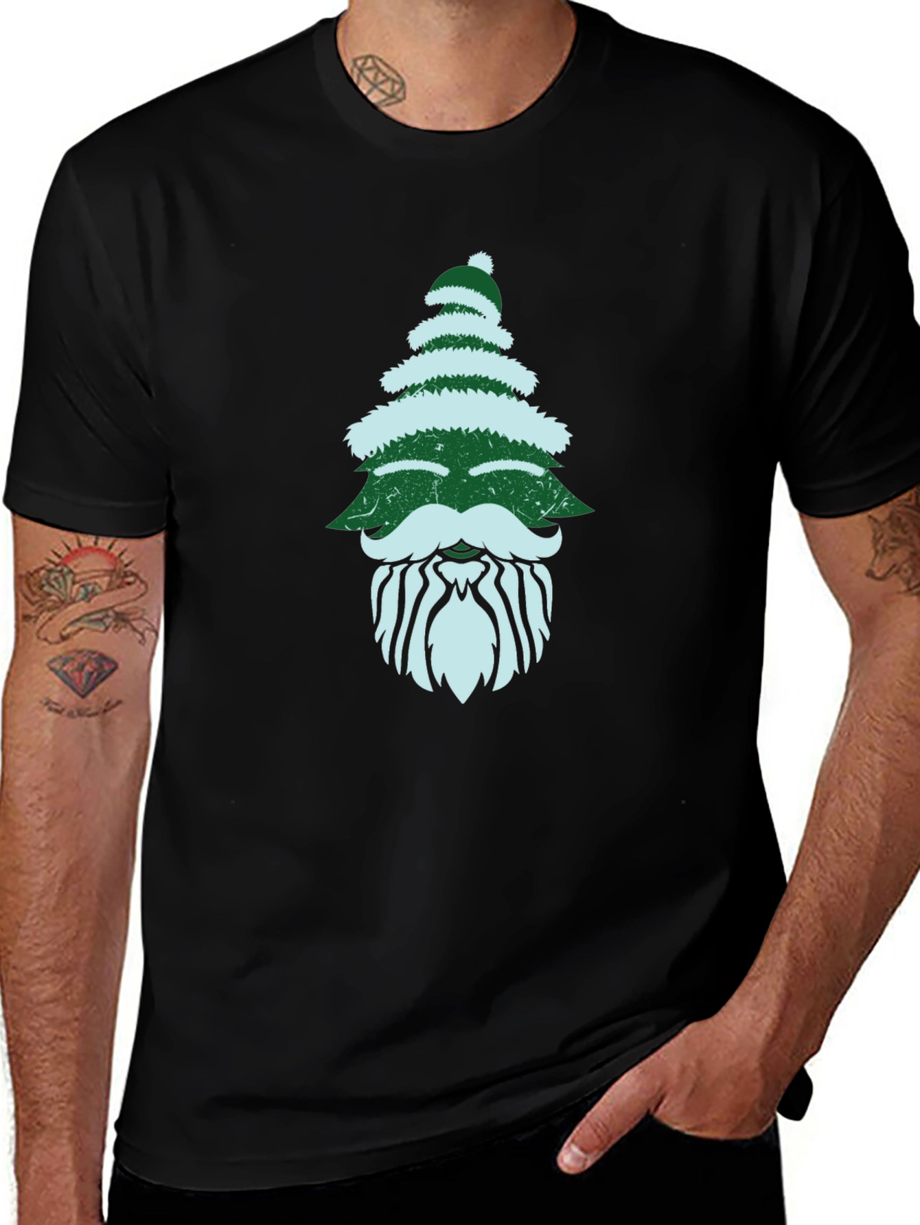 Christmas Tree Beard Graphic Tee - Holiday Fun!