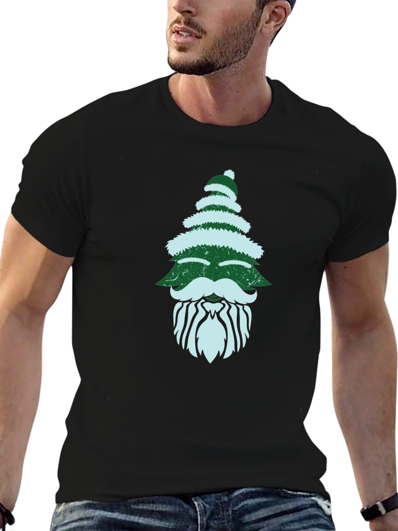 Christmas Tree Beard Graphic Tee - Holiday Fun!