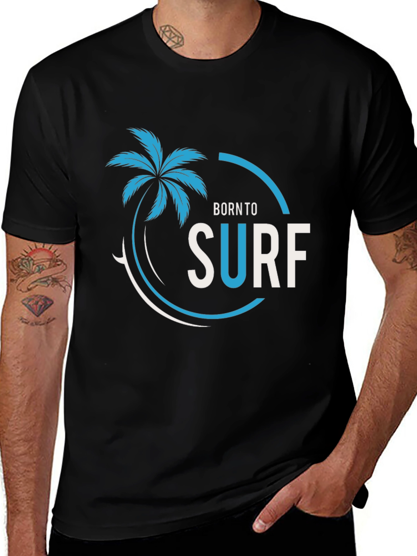 Born To Surf Black Graphic Tee