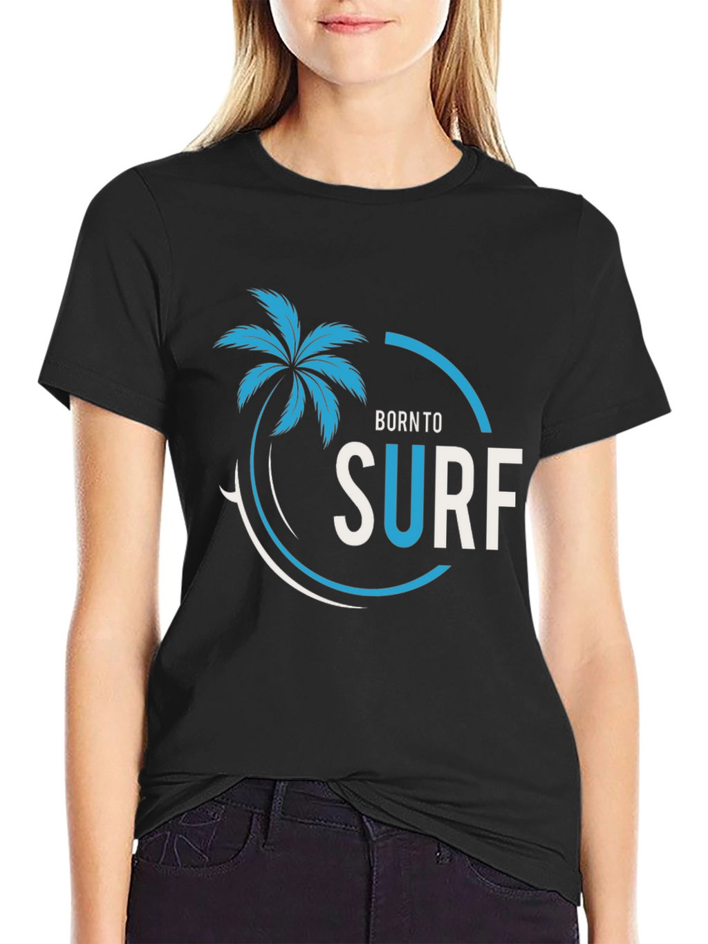 Born To Surf Black Graphic Tee
