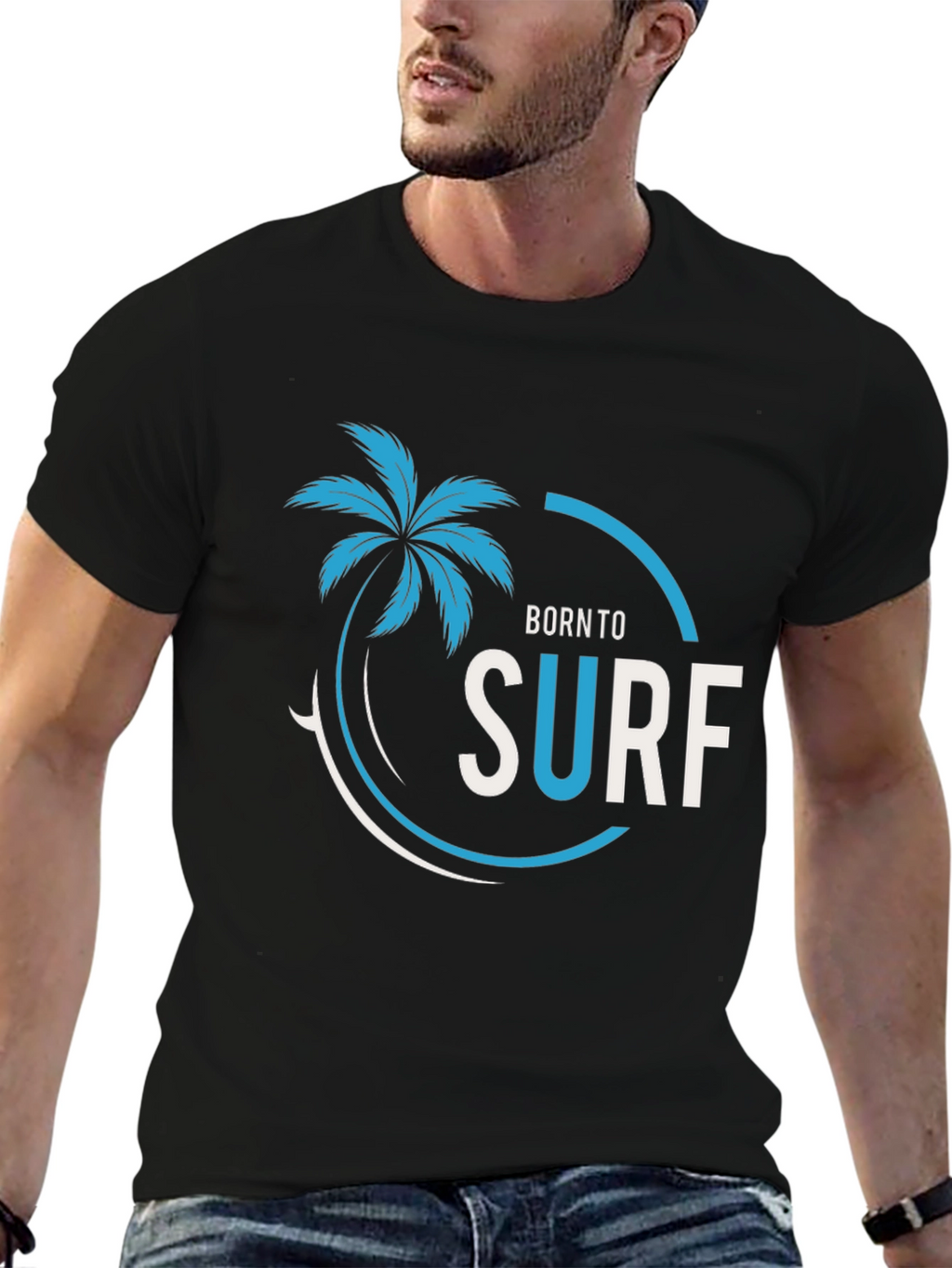 Born To Surf Black Graphic Tee