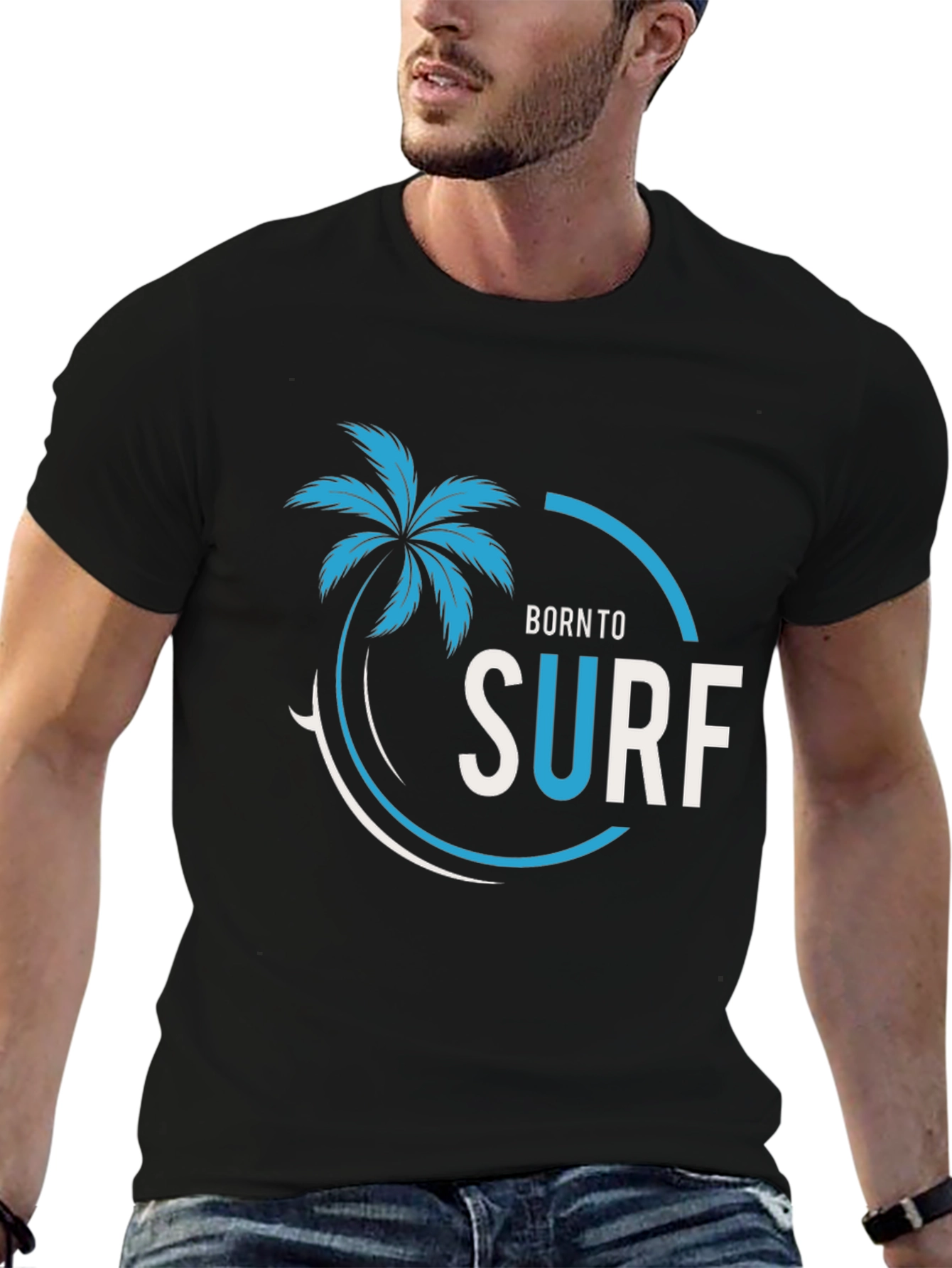 Born To Surf Black Graphic Tee