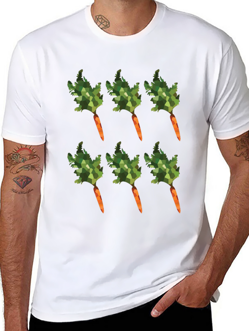 Carrot Pattern T-Shirt - Unique Vegetable Design