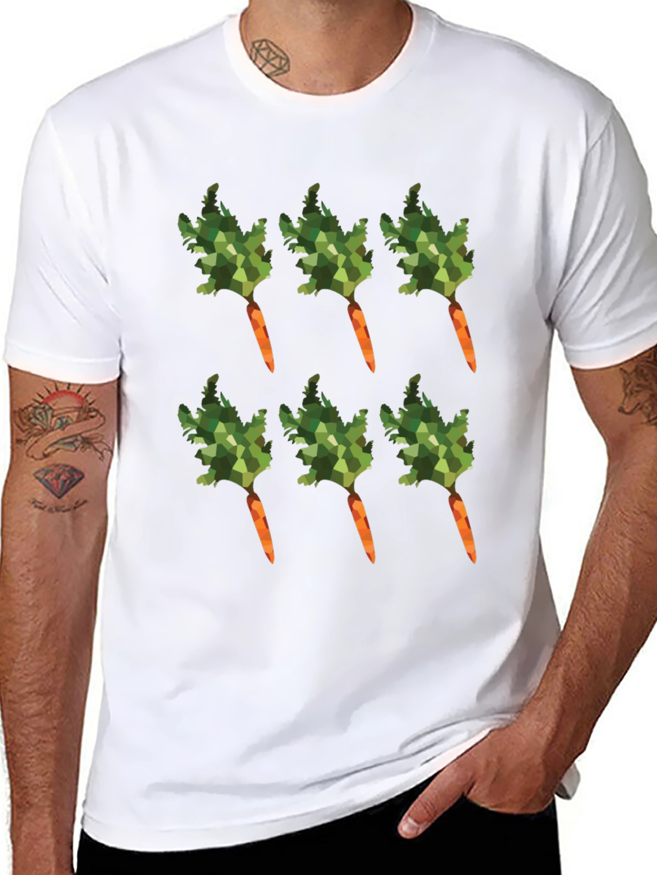Carrot Pattern T-Shirt - Unique Vegetable Design