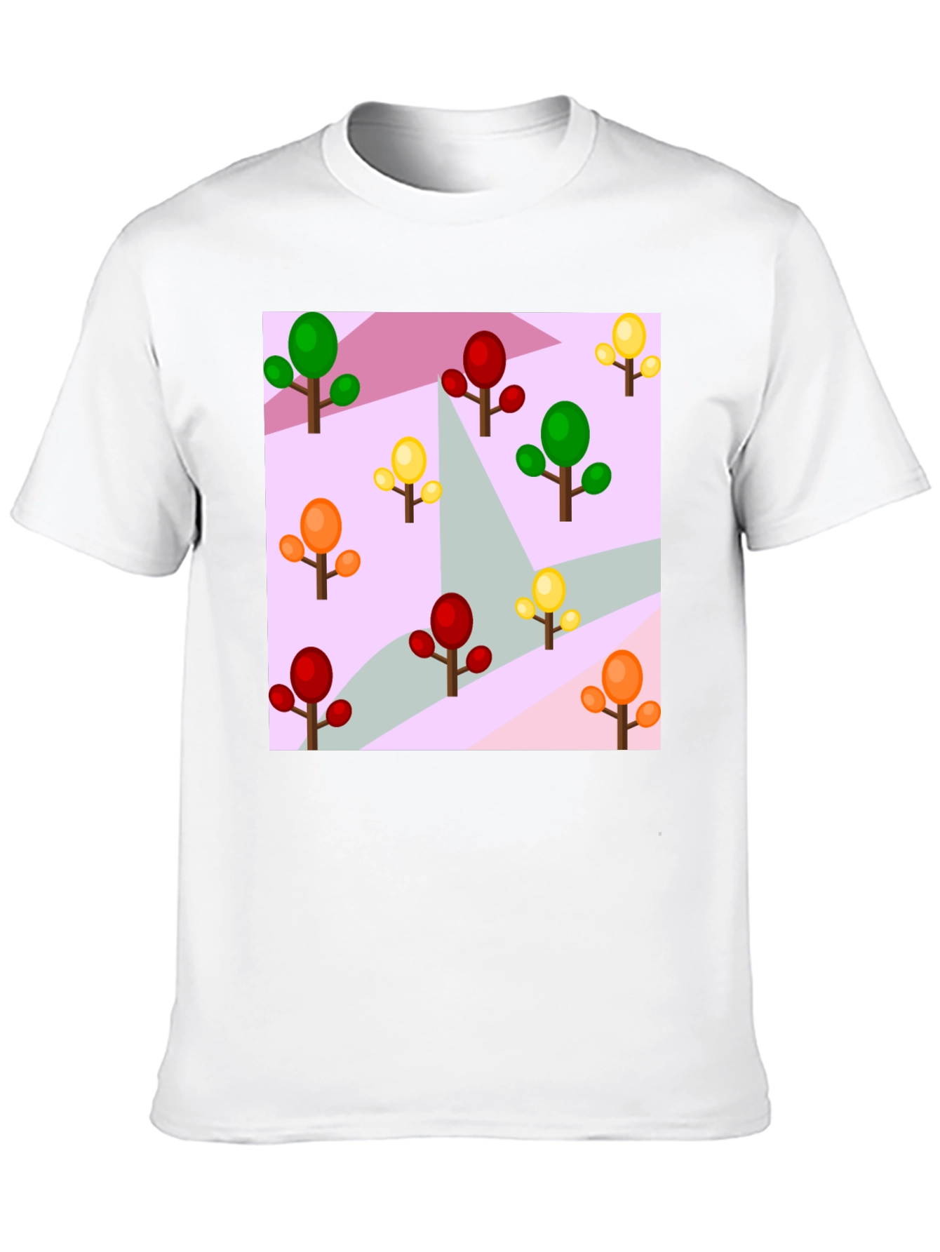 Colorful Trees Patterned Black T-Shirt