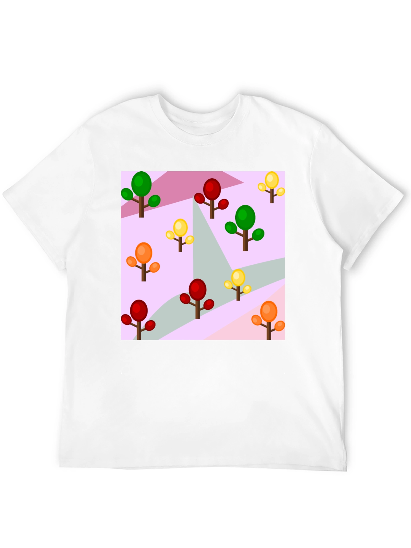 Colorful Trees Patterned Black T-Shirt