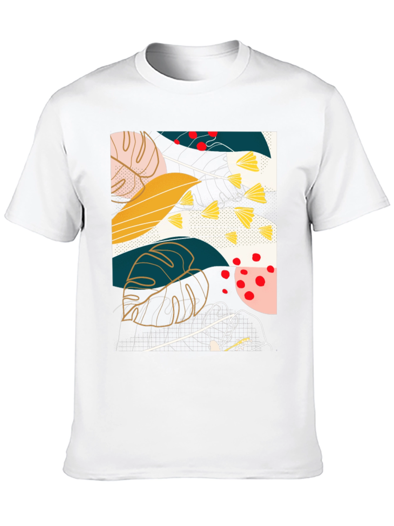 Abstract Botanical Print Black T-Shirt