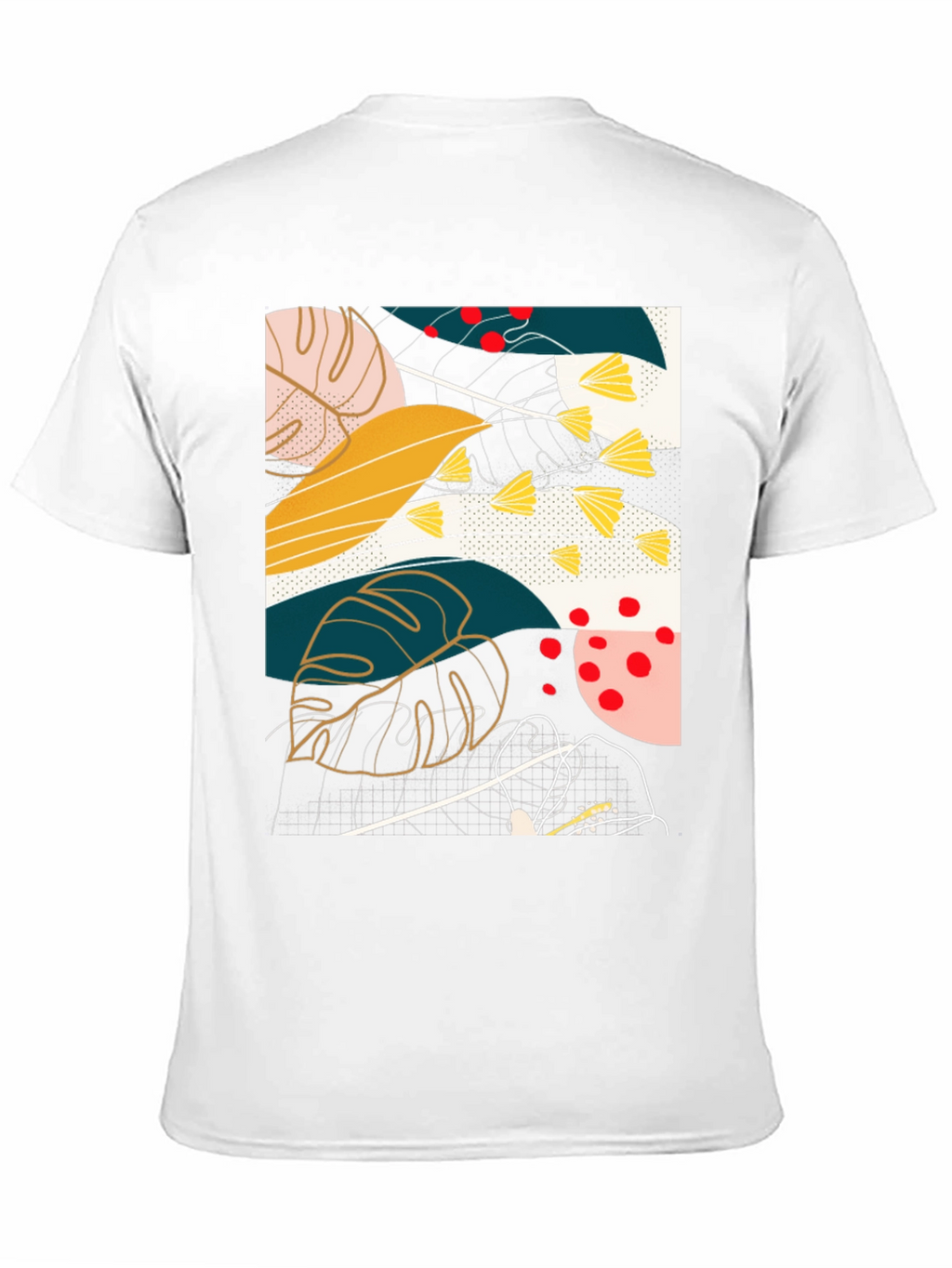 Abstract Botanical Print Black T-Shirt