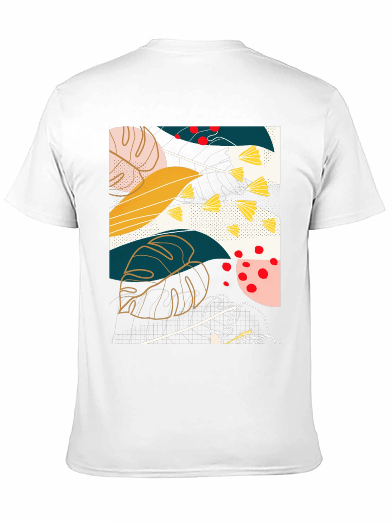 Abstract Botanical Print Black T-Shirt