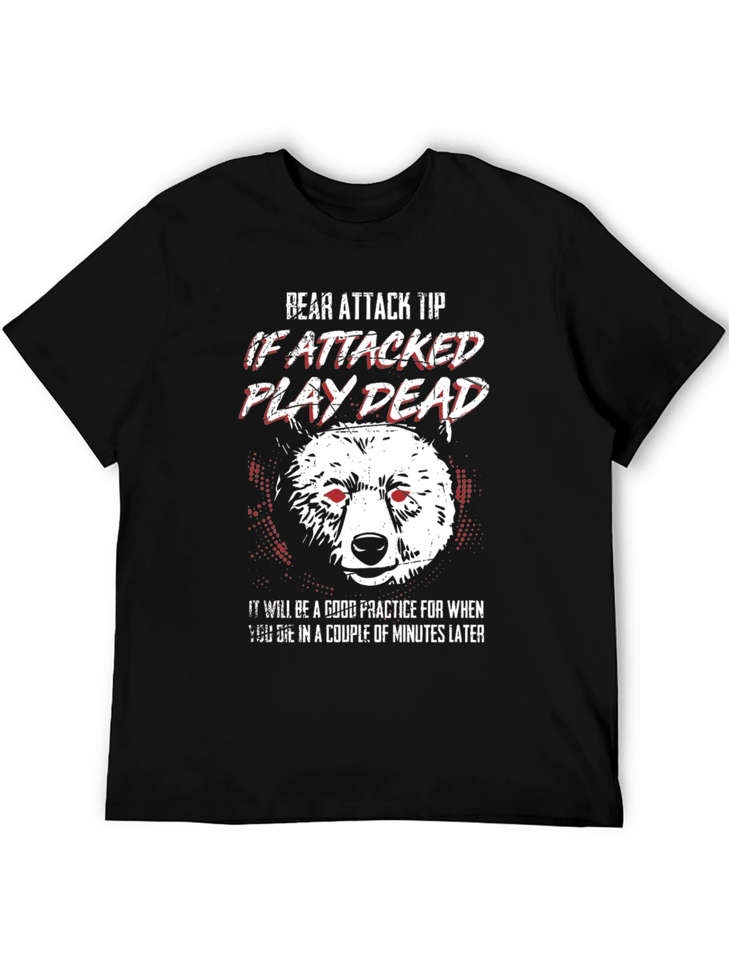 Bear Attack Funny Mens Black T-Shirt