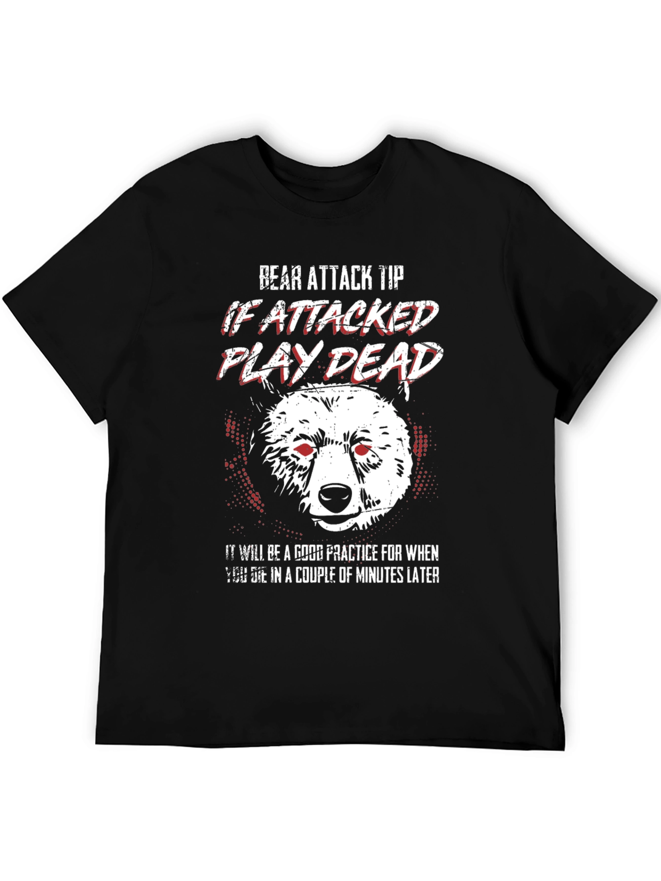Bear Attack Funny Mens Black T-Shirt