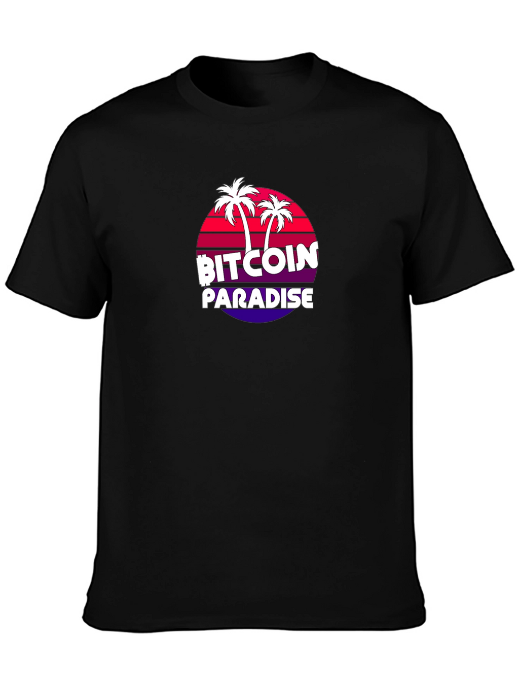 Bitcoin Paradise Black T-Shirt Palm Tree Design