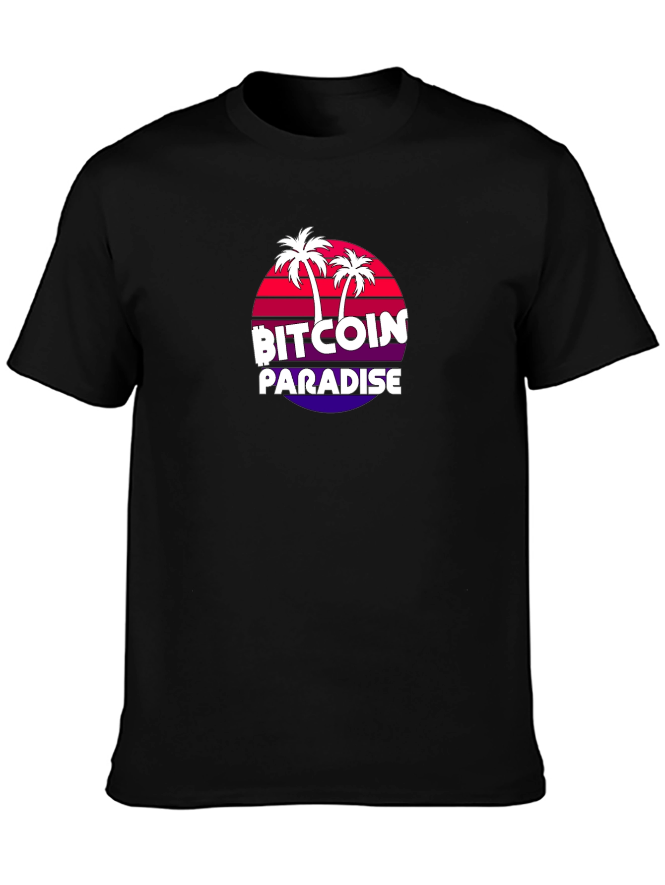 Bitcoin Paradise Black T-Shirt Palm Tree Design