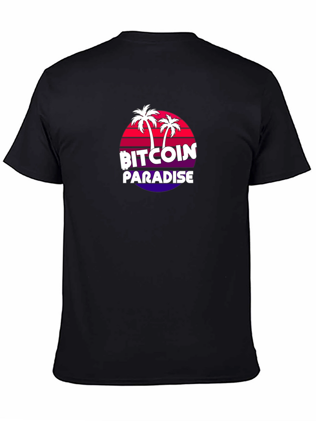 Bitcoin Paradise Black T-Shirt Palm Tree Design