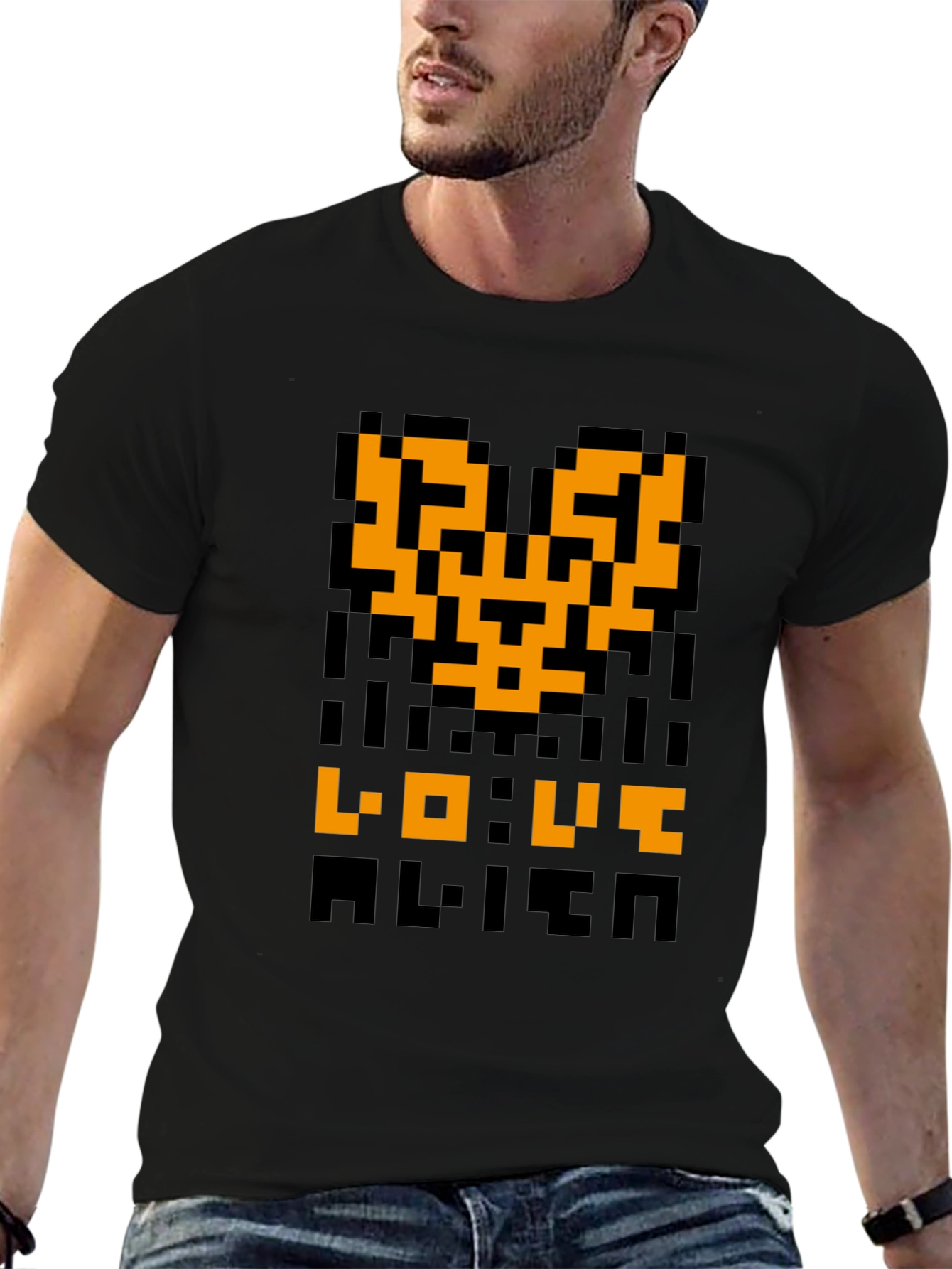 Pixel Alien Love Graphic Tee - Retro Gaming Shirt