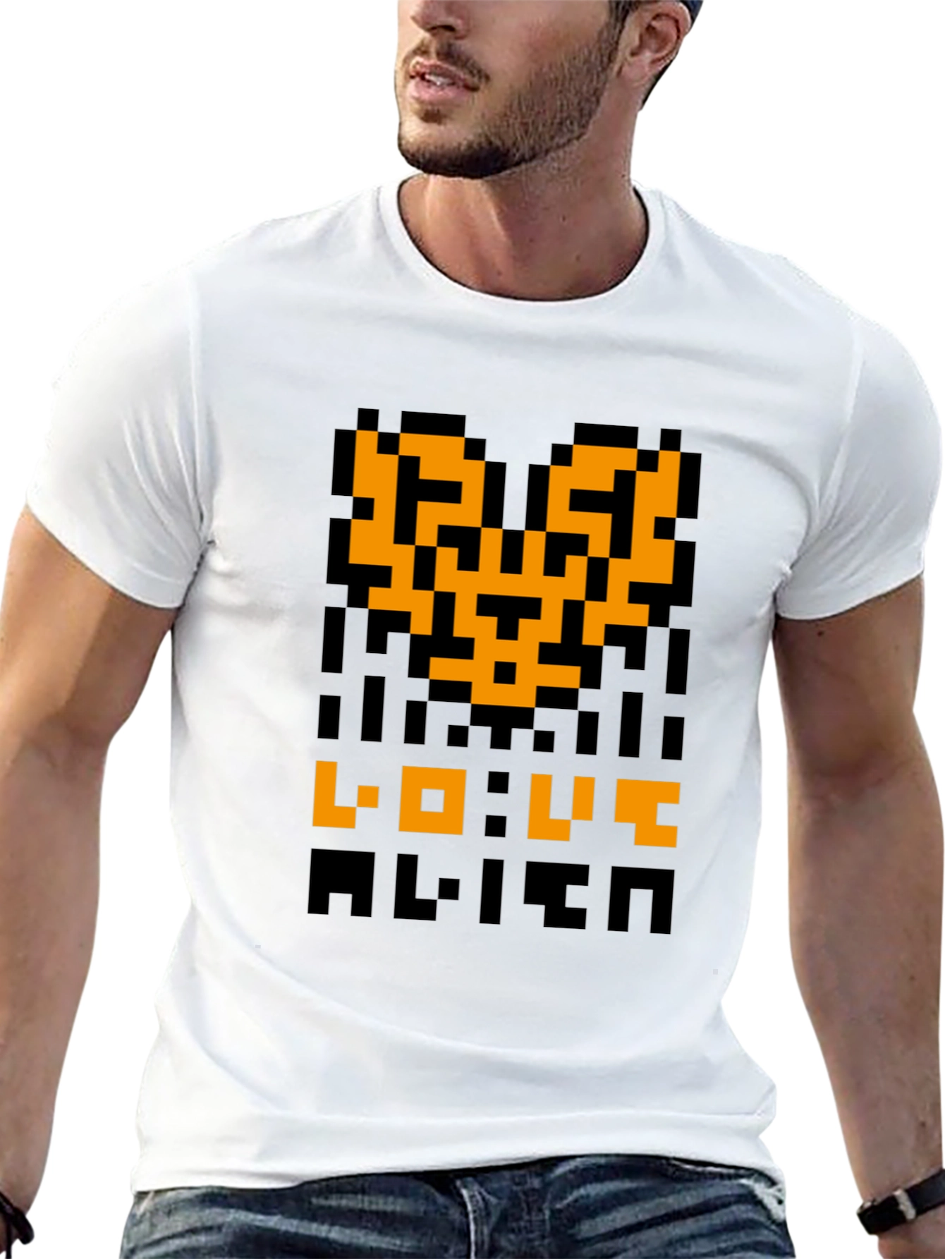 Pixel Alien Love Graphic Tee - Retro Gaming Shirt