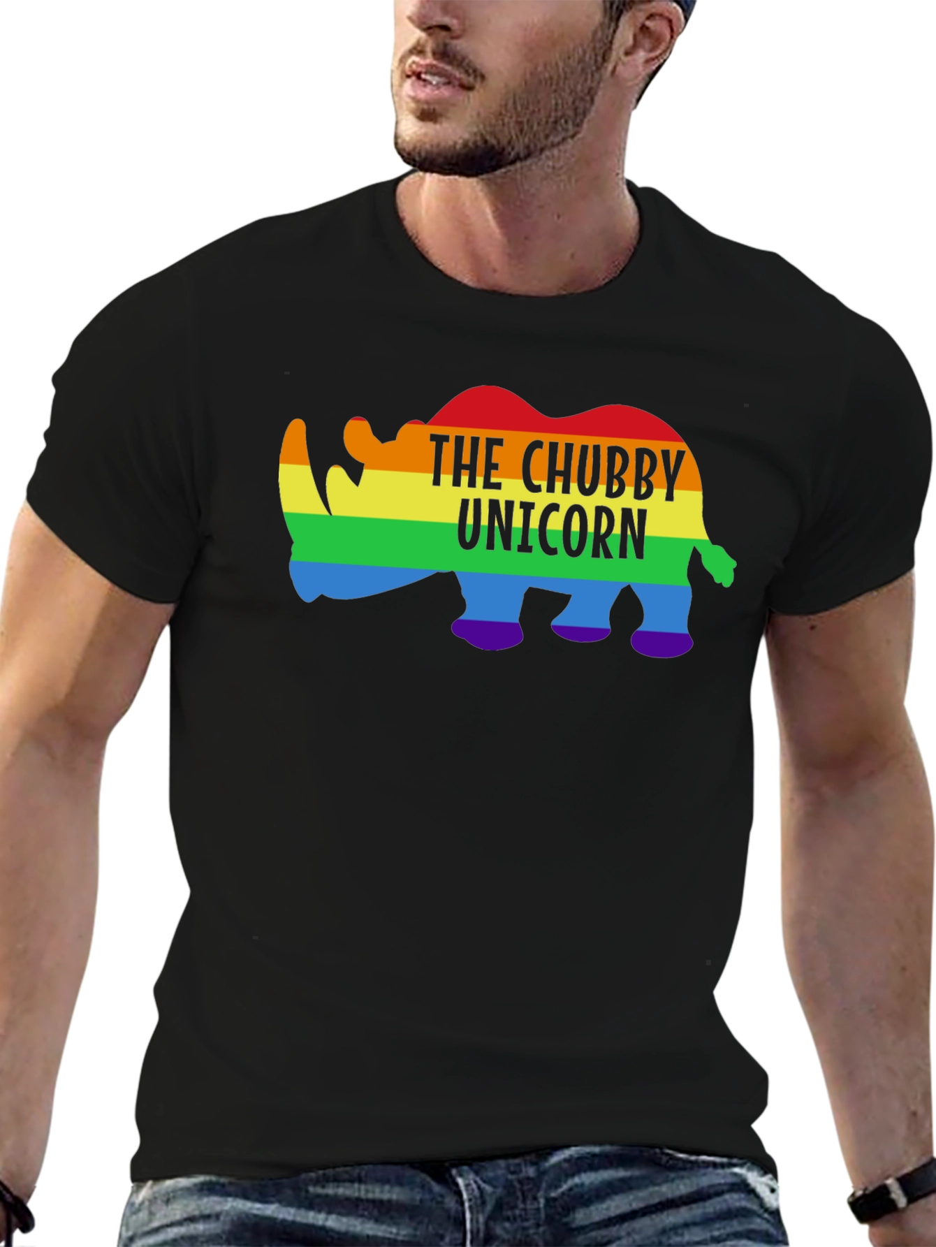 Chubby Unicorn Rainbow Graphic Tee