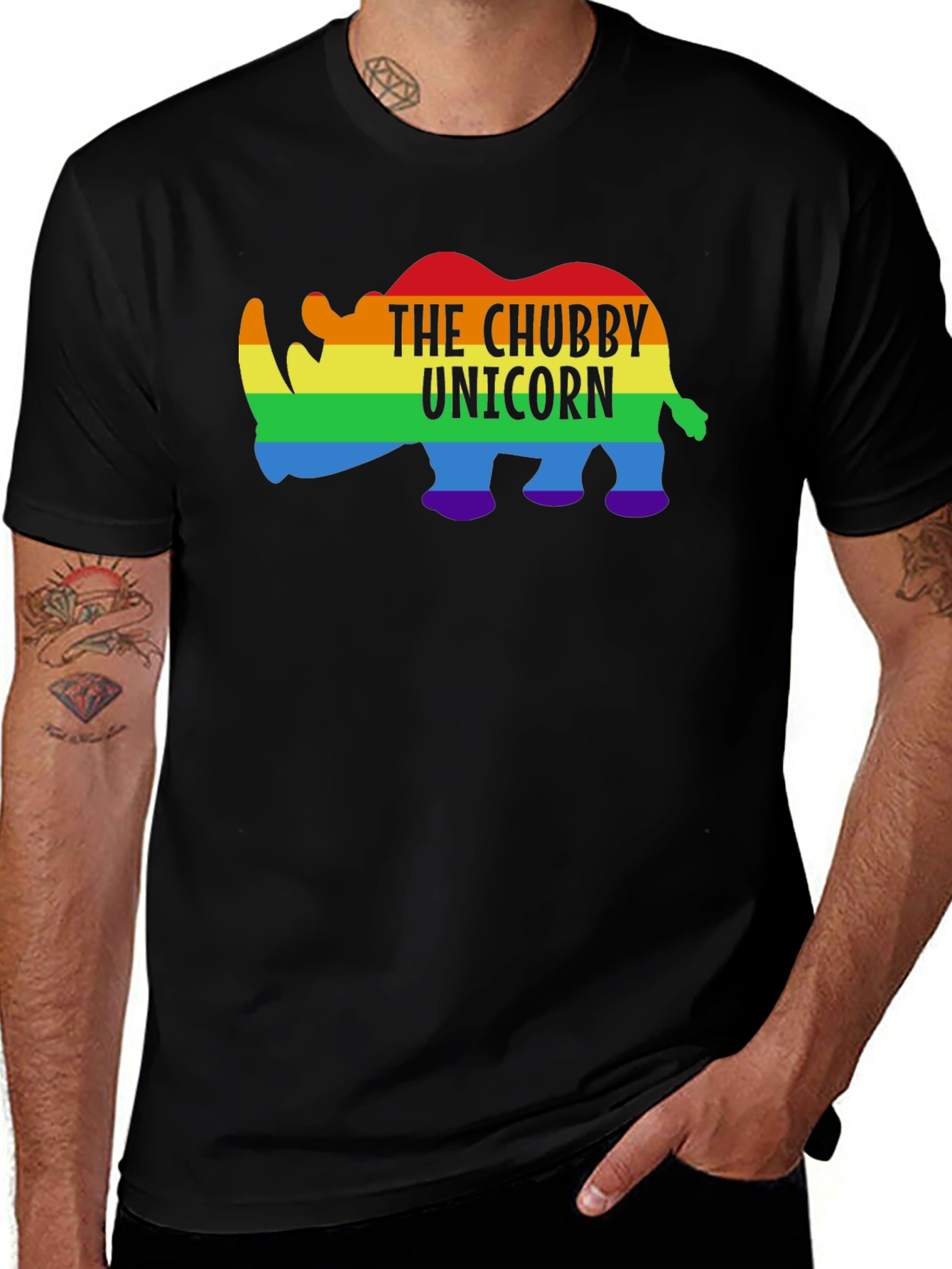 Chubby Unicorn Rainbow Graphic Tee