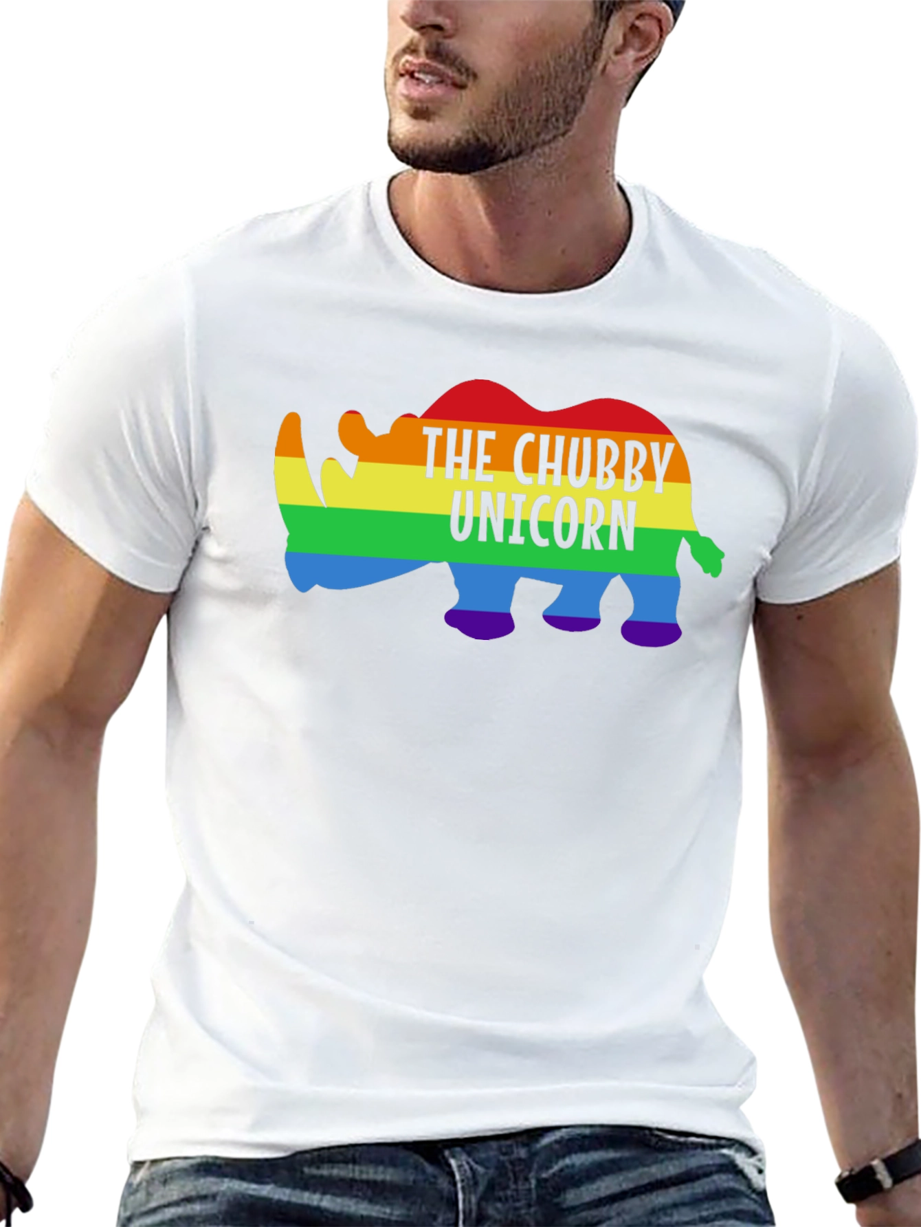 Chubby Unicorn Rainbow Graphic Tee