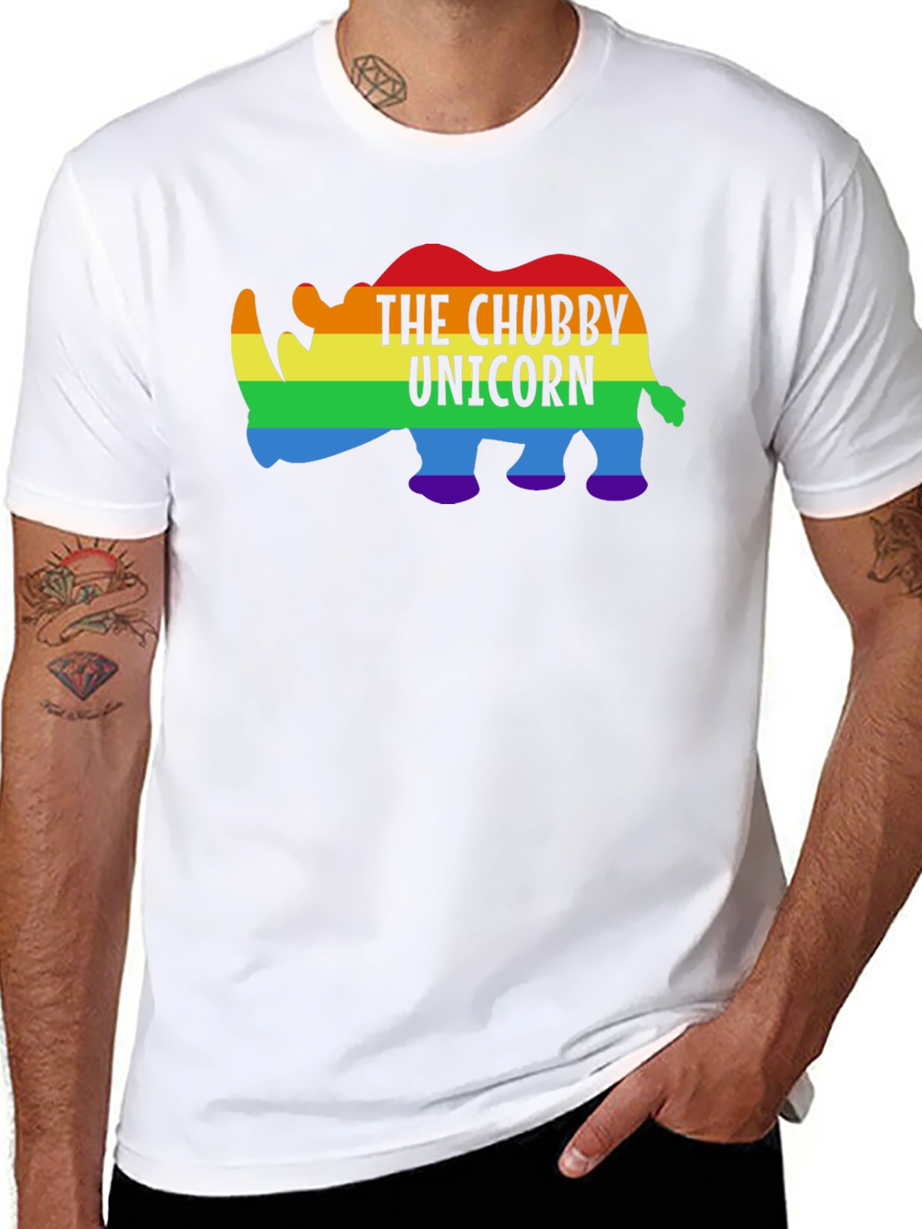 Chubby Unicorn Rainbow Graphic Tee