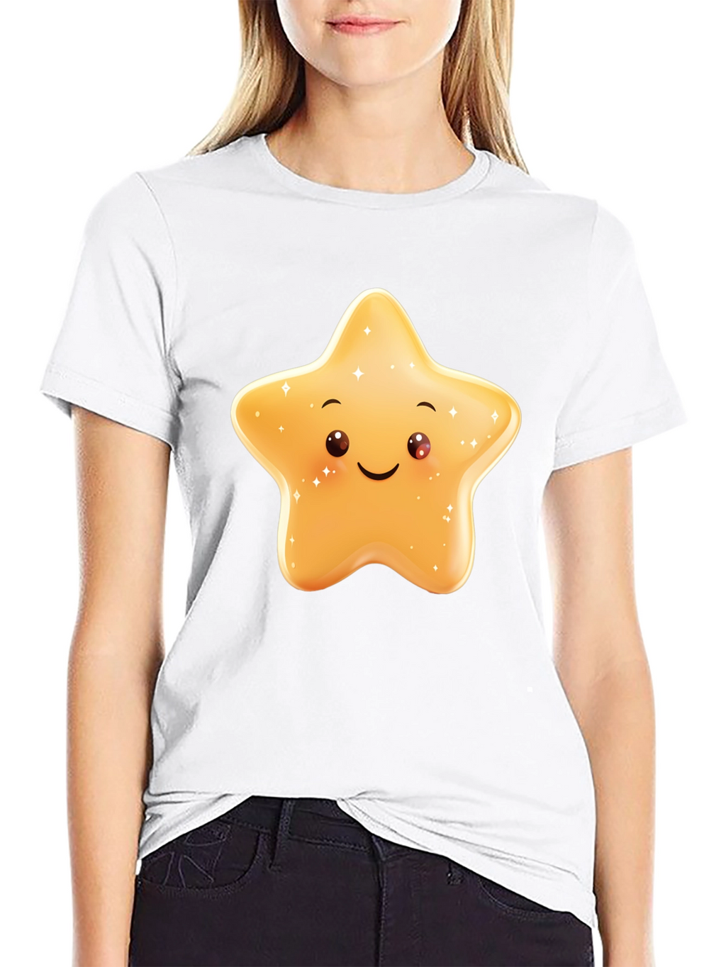 Cute Star Graphic Black T-Shirt
