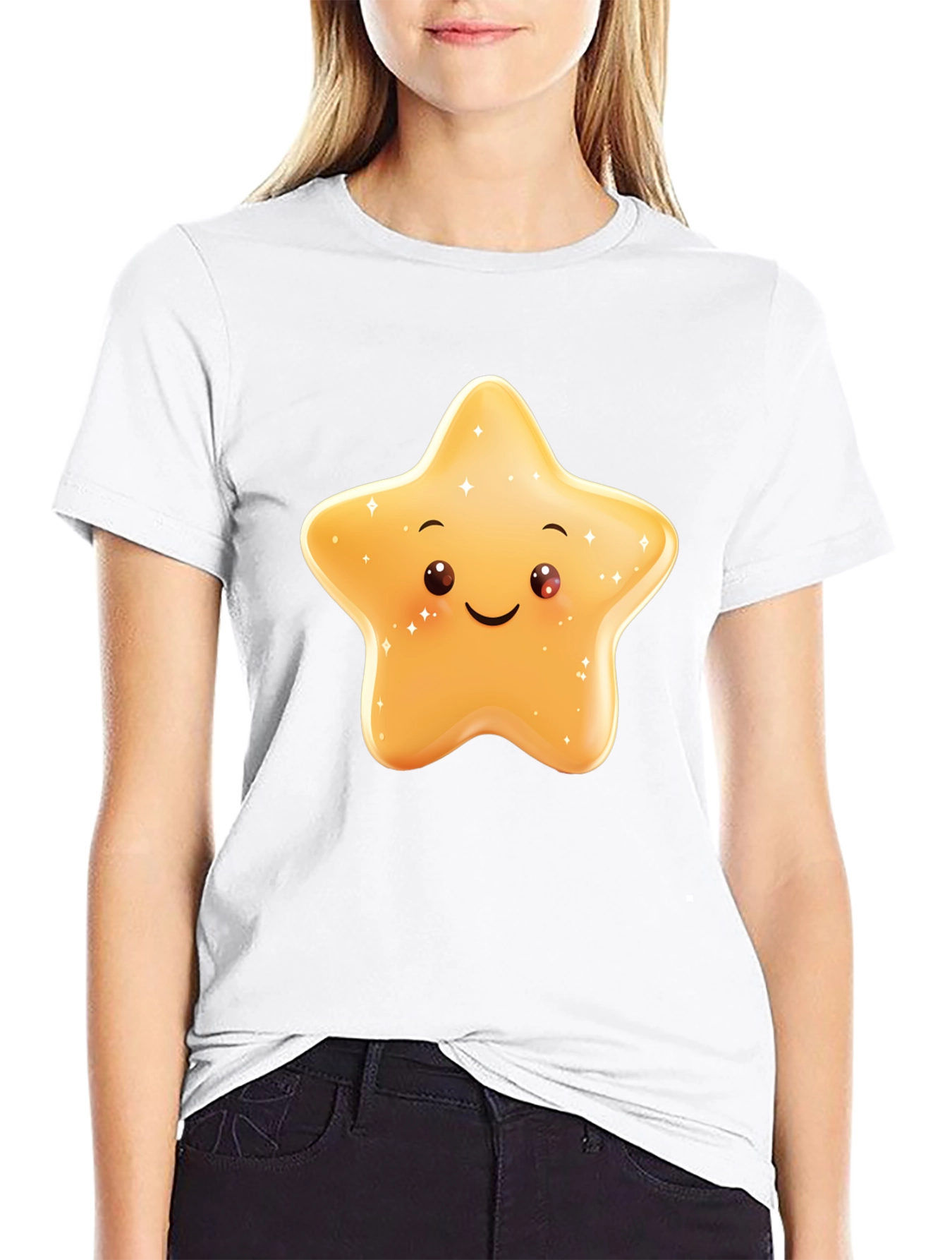 Cute Star Graphic Black T-Shirt