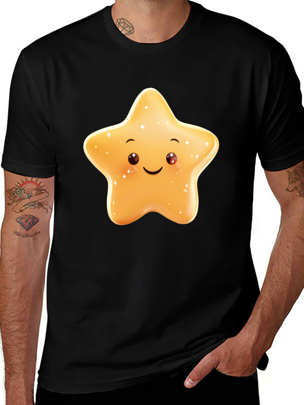 Cute Star Graphic Black T-Shirt