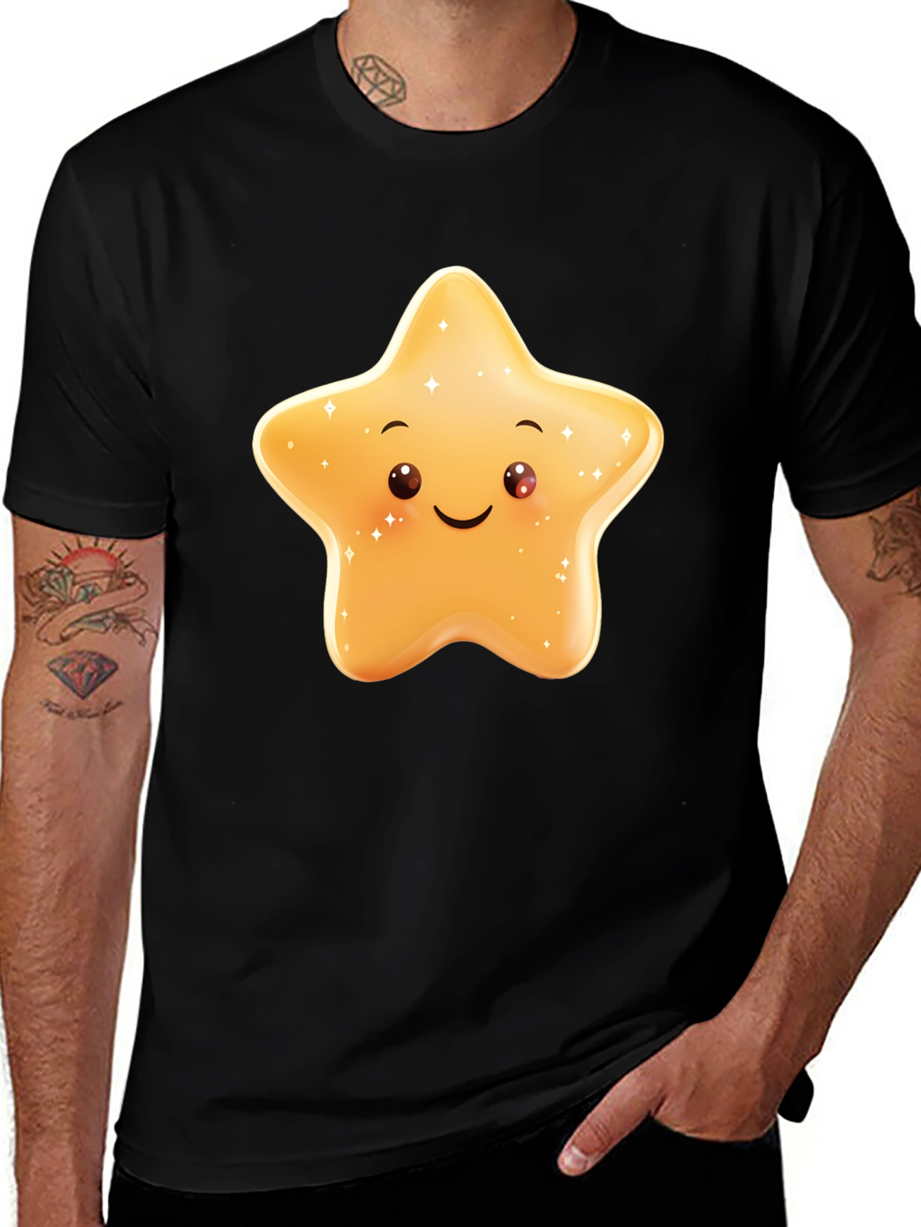 Cute Star Graphic Black T-Shirt