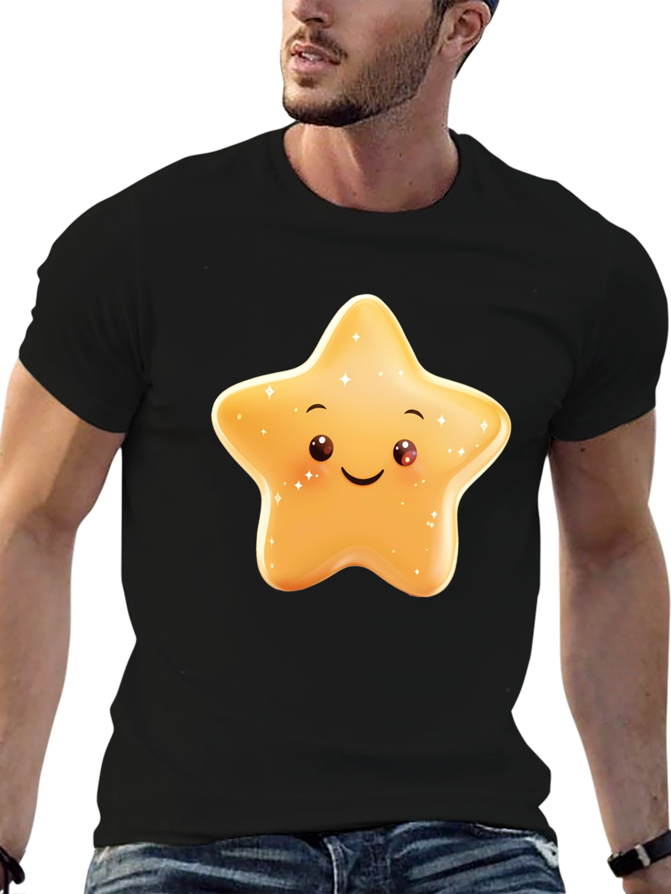 Cute Star Graphic Black T-Shirt