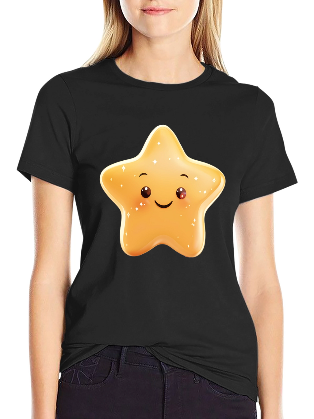 Cute Star Graphic Black T-Shirt