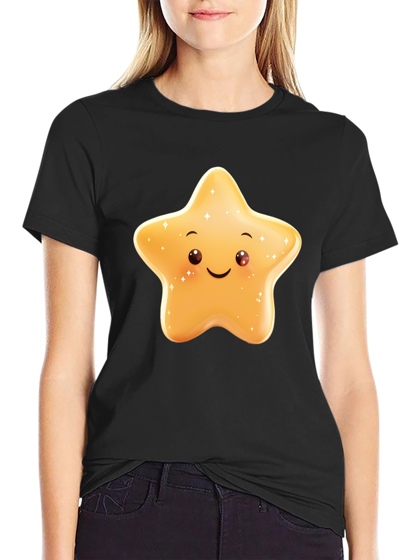 Cute Star Graphic Black T-Shirt