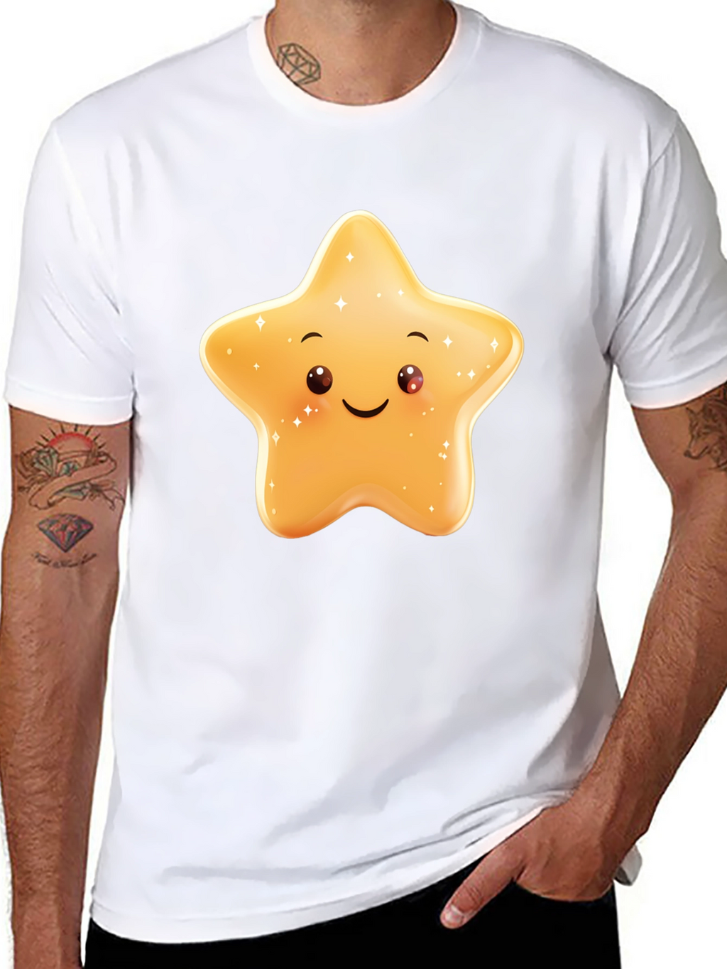 Cute Star Graphic Black T-Shirt