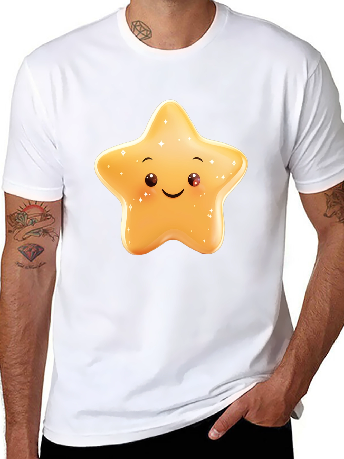 Cute Star Graphic Black T-Shirt