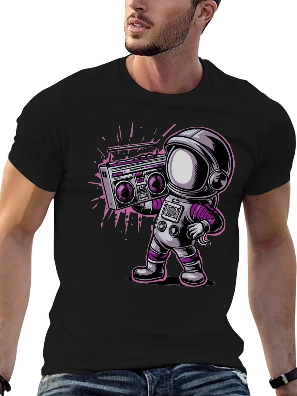 Astronaut Boombox Graphic T-Shirt